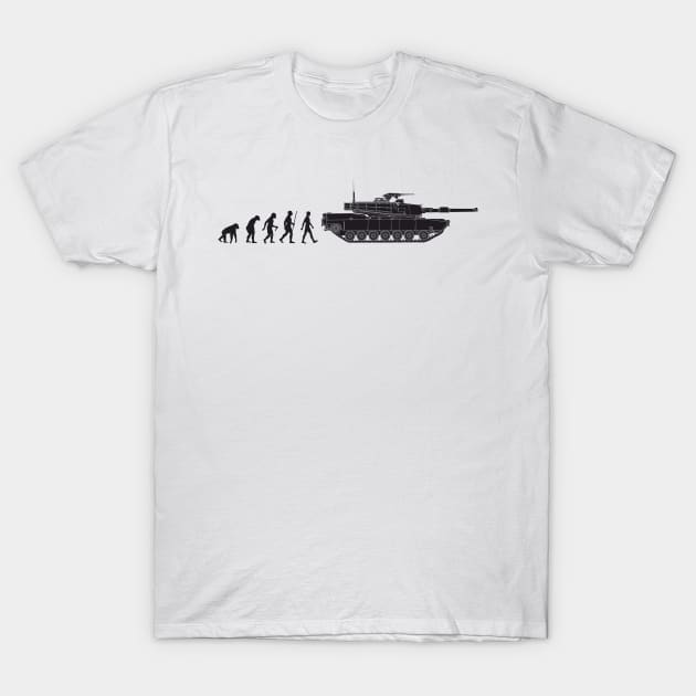 Humorous design Evolution and the M1 Abrams tank T-Shirt by FAawRay